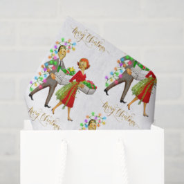 ヴィンテージクリスマス1950年代カップルのメリークリスマス 薄葉紙