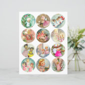 ヴィンテージクリスマス2.5インチ円クリップアートシート (スタンド正面)