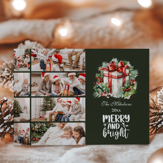 ヴィンテージクリスマス8写真ファミリーお祝い シーズンカード