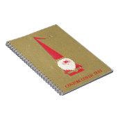 ヴィンテージクリスマス、かわいいサンタクロースの小人(ノーム) ゴールド背景 ノートブック (右側)