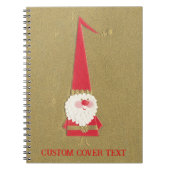 ヴィンテージクリスマス、かわいいサンタクロースの小人(ノーム) ゴールド背景 ノートブック (正面)