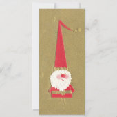 ヴィンテージクリスマス、かわいいサンタクロースの小人（ノーム） ゴールド背景 招待状 (正面)