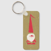 ヴィンテージクリスマス、かわいいサンタクロースの小人（ノーム） ゴールド キーホルダー (正面)