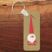 ヴィンテージクリスマス、かわいいサンタクロースの小人（ノーム） ゴールド キーホルダー (正面)