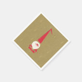 ヴィンテージクリスマス、かわいいサンタクロースの小人(ノーム) ゴールド スタンダードカクテルナプキン (角)