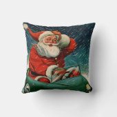 ヴィンテージクリスマス、かわいい車でサンタクロース クッション (裏面)