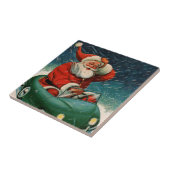 ヴィンテージクリスマス、かわいい車でサンタクロース タイル (側面)