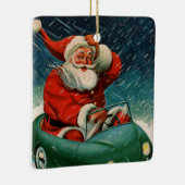 ヴィンテージクリスマス、かわいい車に乗ったサンタクロース セラミックオーナメント (右)