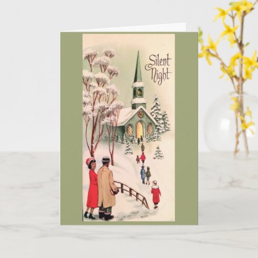 ヴィンテージクリスマス - きよかな夜 カード (黄色い花)