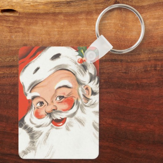 ヴィンテージクリスマス、すてきサンタクロースとスマイル キーホルダー (裏面)