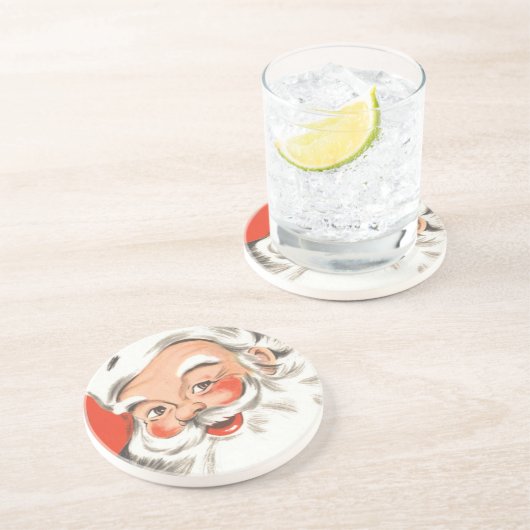 ヴィンテージクリスマス、すてきサンタクロースとスマイル コースター (側面)