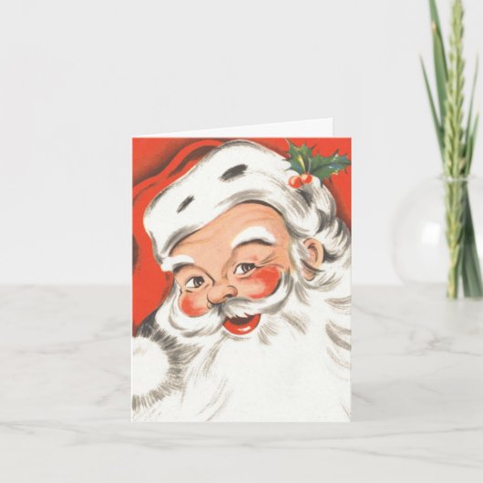 ヴィンテージクリスマス、すてきサンタクロースとスマイル シーズンカード (正面)