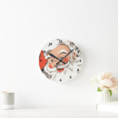 ヴィンテージクリスマス、すてきサンタクロースとスマイル ラウンド壁時計 (ホーム)