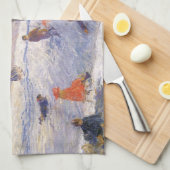 ヴィンテージクリスマス、そり、セントラルパークグラクェンス キッチンタオル (四つ折り)