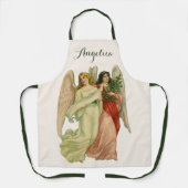 ヴィンテージクリスマス、アンティークビクトリアンエンジェルダイカット エプロン (正面)