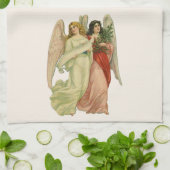 ヴィンテージクリスマス、アンティークビクトリアンエンジェルダイカット キッチンタオル (折り畳み)