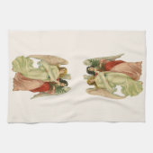 ヴィンテージクリスマス、アンティークビクトリアンエンジェルダイカット キッチンタオル (横)