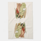 ヴィンテージクリスマス、アンティークビクトリアンエンジェルダイカット キッチンタオル (縦)