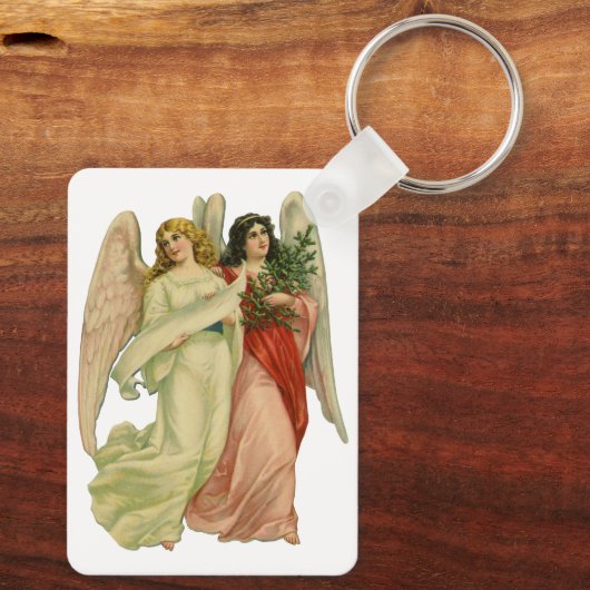 ヴィンテージクリスマス、アンティークビクトリアンエンジェルダイカット キーホルダー (裏面)