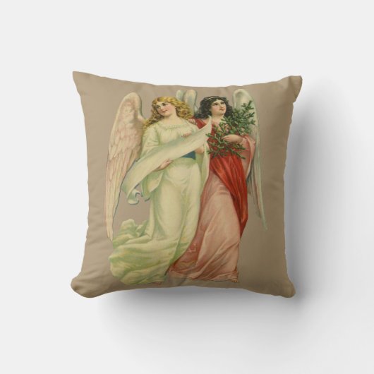 ヴィンテージクリスマス、アンティークビクトリアンエンジェルダイカット クッション (正面)