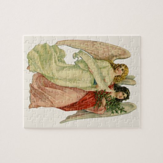 ヴィンテージクリスマス、アンティークビクトリアンエンジェルダイカット ジグソーパズル (横)