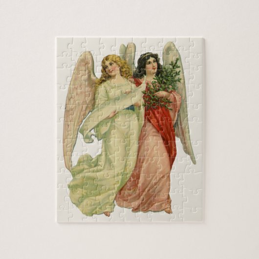 ヴィンテージクリスマス、アンティークビクトリアンエンジェルダイカット ジグソーパズル (縦)