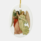 ヴィンテージクリスマス、アンティークビクトリアンエンジェルダイカット セラミックオーナメント (正面)