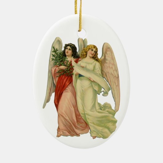 ヴィンテージクリスマス、アンティークビクトリアンエンジェルダイカット セラミックオーナメント (裏面)