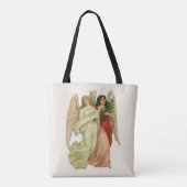 ヴィンテージクリスマス、アンティークビクトリアンエンジェルダイカット トートバッグ (裏面)