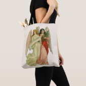 ヴィンテージクリスマス、アンティークビクトリアンエンジェルダイカット トートバッグ (クローズアップ)