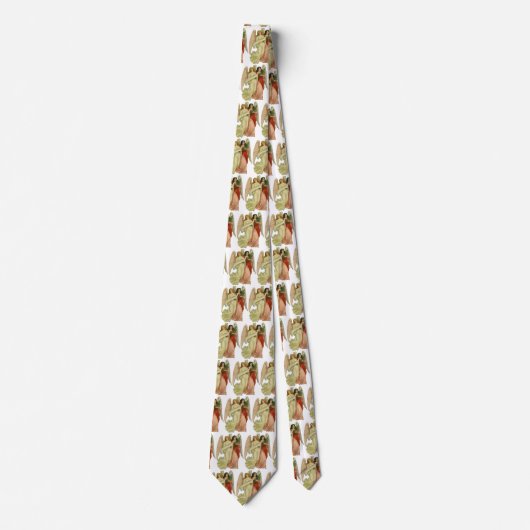 ヴィンテージクリスマス、アンティークビクトリアンエンジェルダイカット ネクタイ (正面)