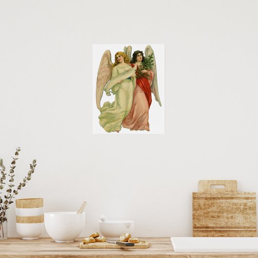 ヴィンテージクリスマス、アンティークビクトリアンエンジェルダイカット ポスター (キッチン)