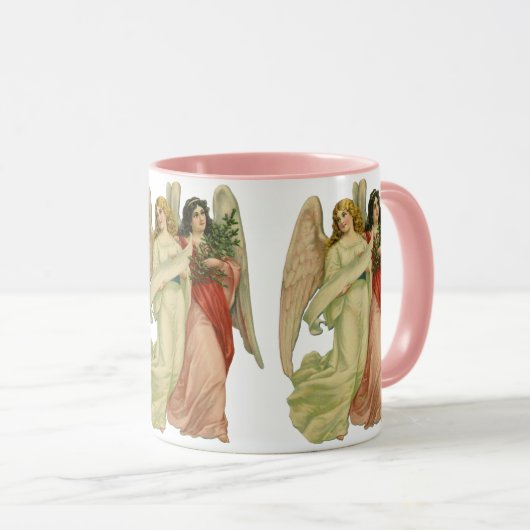 ヴィンテージクリスマス、アンティークビクトリアンエンジェルダイカット マグカップ (正面右)