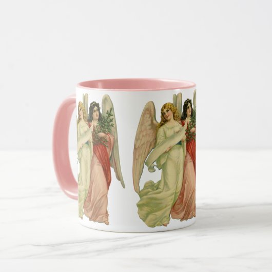 ヴィンテージクリスマス、アンティークビクトリアンエンジェルダイカット マグカップ (正面左)