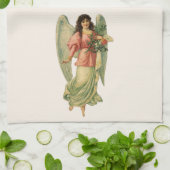 ヴィンテージクリスマス、アンティークビクトリアンエンジェル キッチンタオル (折り畳み)