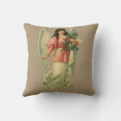 ヴィンテージクリスマス、アンティークビクトリアンエンジェル クッション (裏面)