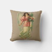 ヴィンテージクリスマス、アンティークビクトリアンエンジェル クッション (正面)