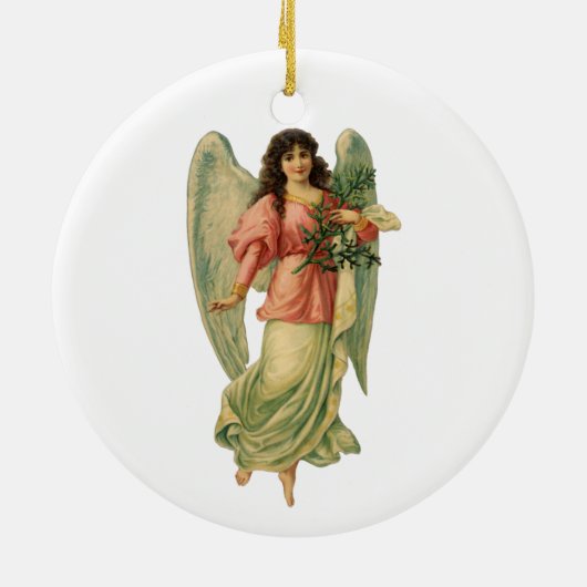 ヴィンテージクリスマス、アンティークビクトリアンエンジェル セラミックオーナメント (裏面)