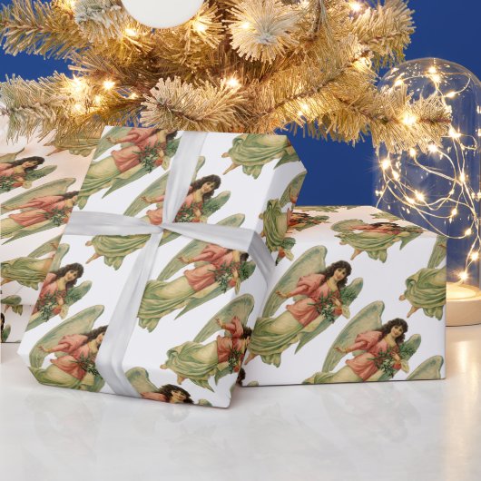 ヴィンテージクリスマス、アンティークビクトリアンエンジェル ラッピングペーパー (クリスマス)
