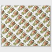 ヴィンテージクリスマス、アンティークビクトリアンエンジェル ラッピングペーパー (フラット)