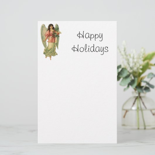 ヴィンテージクリスマス、アンティークビクトリアンエンジェル 便箋 (スタンド正面)