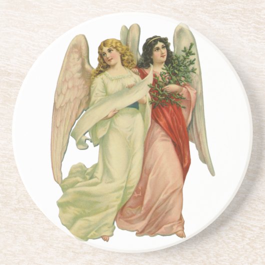 ヴィンテージクリスマス、アンティークビクトリアン天使ダイカット コースター (正面)