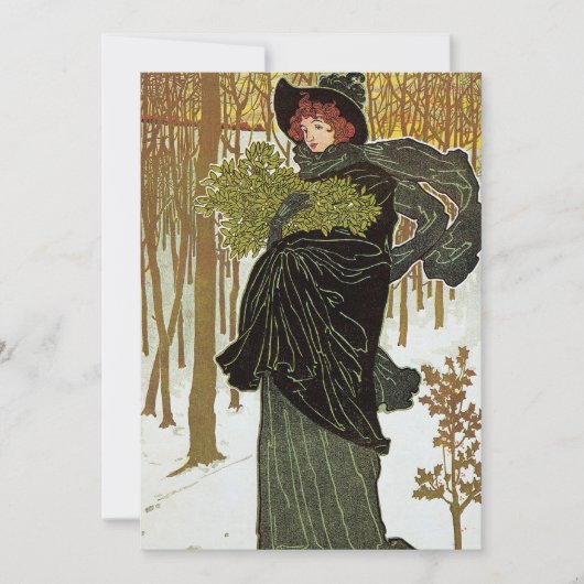 ヴィンテージクリスマス アールヌーヴォー スクリブナーズの招待状 招待状 (正面)