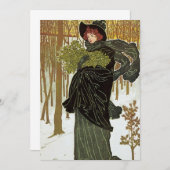 ヴィンテージクリスマス アールヌーヴォー スクリブナーズの招待状 招待状 (正面/裏面)