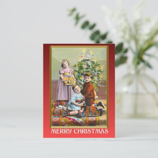 ヴィンテージクリスマス、エドワーディアンファミリークリスマス シーズンポストカード (スタンド正面)