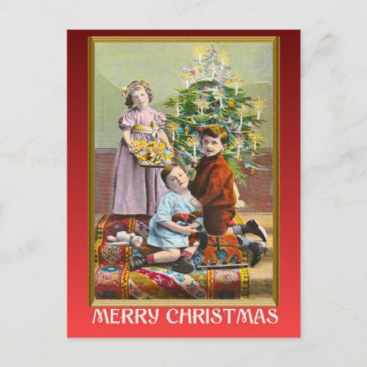 ヴィンテージクリスマス、エドワーディアンファミリークリスマス シーズンポストカード (正面)