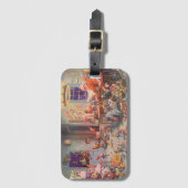 ヴィンテージクリスマス、エルフのいるサンタクロースのワークショップ ラゲッジタグ (正面縦)