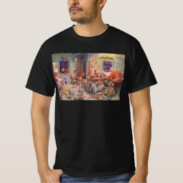 ヴィンテージクリスマス、エルフのいるサンタクロースのワークショップ Tシャツ
