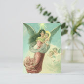 ヴィンテージクリスマス，エンジェビクトリアンルとベビーイエス シーズンポストカード (スタンド正面)