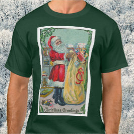 ヴィンテージクリスマス、オモチャを持ったヴィクトリア朝のサンタクロース Tシャツ